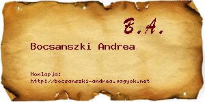 Bocsanszki Andrea névjegykártya